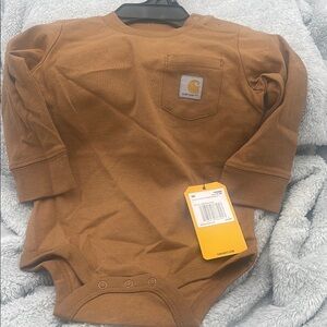 Carhartt Brown Long Sleeve Baby Onesie